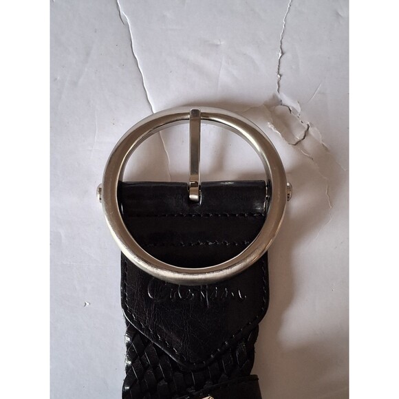 Cole Haan Leather Waist Belt O-ring Buckle Size Small Black Wide Style B22685 - Picture 7 of 7
